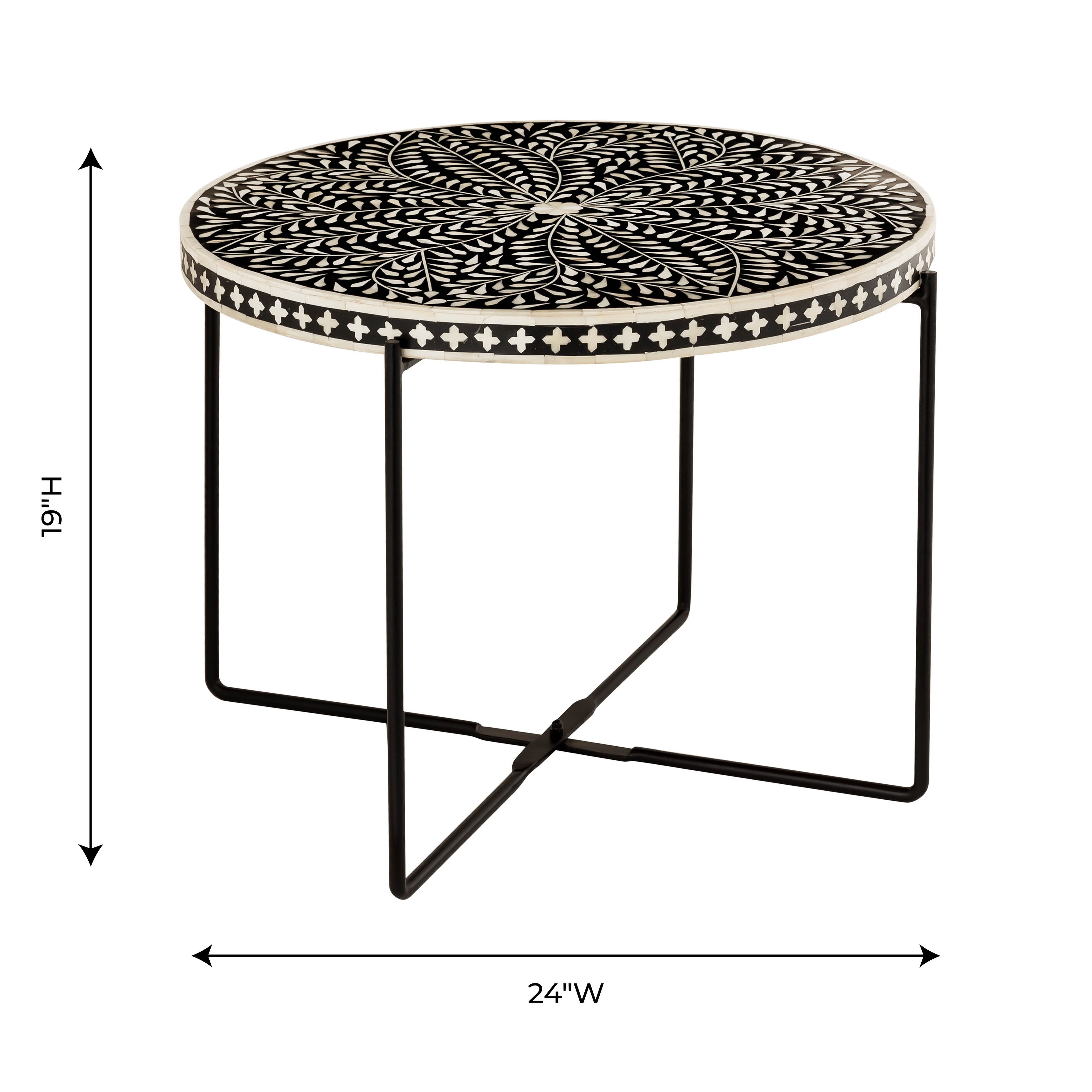The Curated Nomad Kasitor Bone Inlay Round Cocktail Table Overstock 30334248