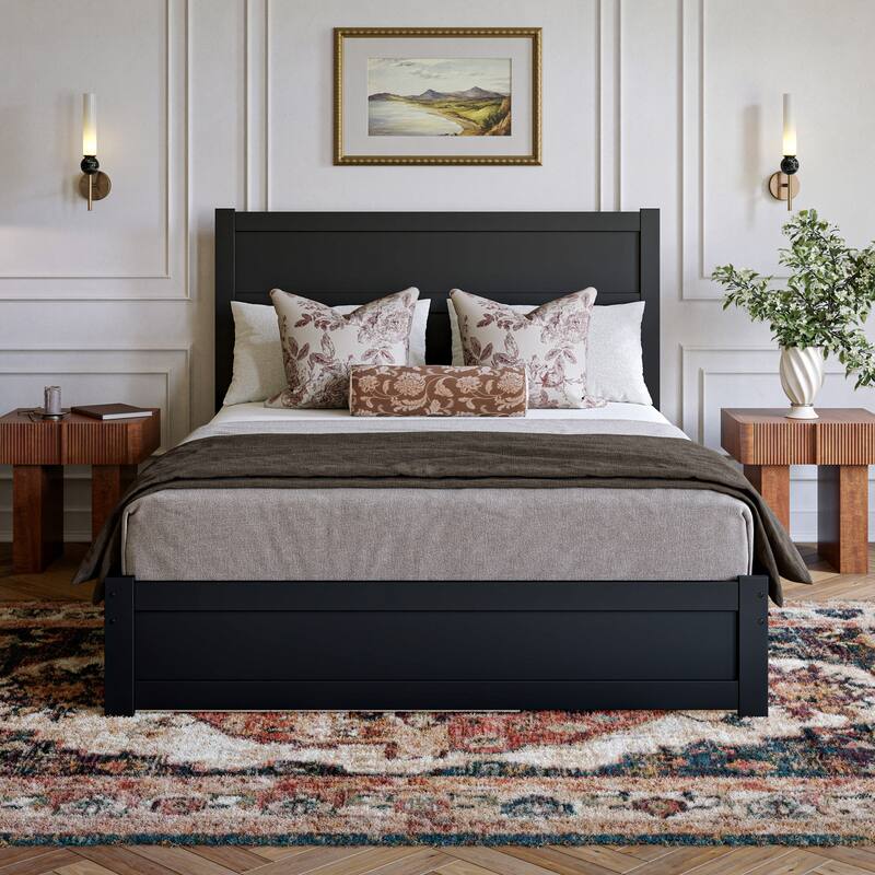 Aveline Wood Platform Bed with Matching Footboard & Trundle