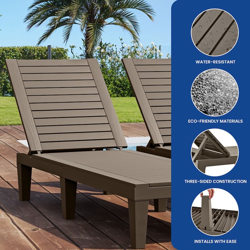 Outdoor Chaise Lounge Chairs (Set of 2) with Adjustable Backrest