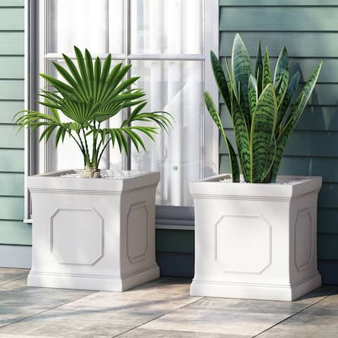 Burgos Outdoor Cast Stone Outdoor Large Planters by Christopher Knight Home