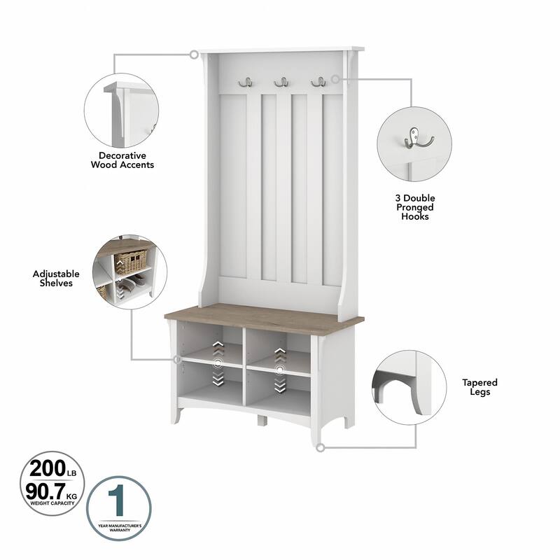 Salinas Hall Tree with Shoe Storage Bench by Bush Furniture