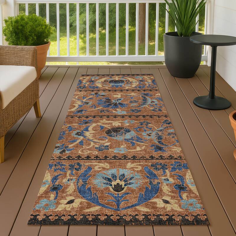 Machine Washable Indoor/ Outdoor Global Alix Chantille Rug - Paprika - 2'3" x 7'6"