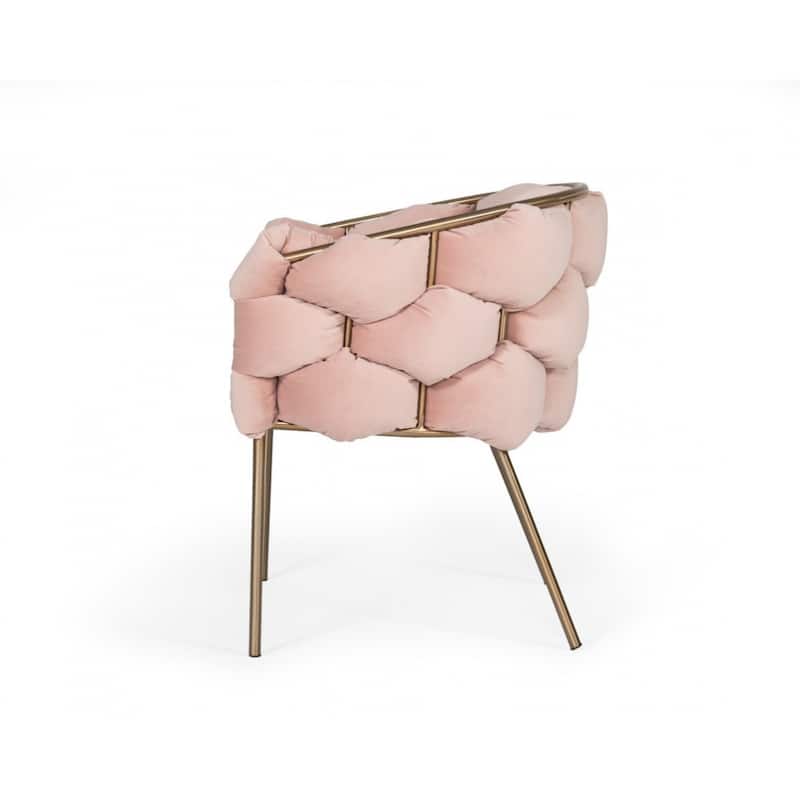 Modern Velvet Upholstered Arm Dining Chair with Brass Metal Legs and Solid Back for Living Room or Office - 32”H x 26”W x 23”D