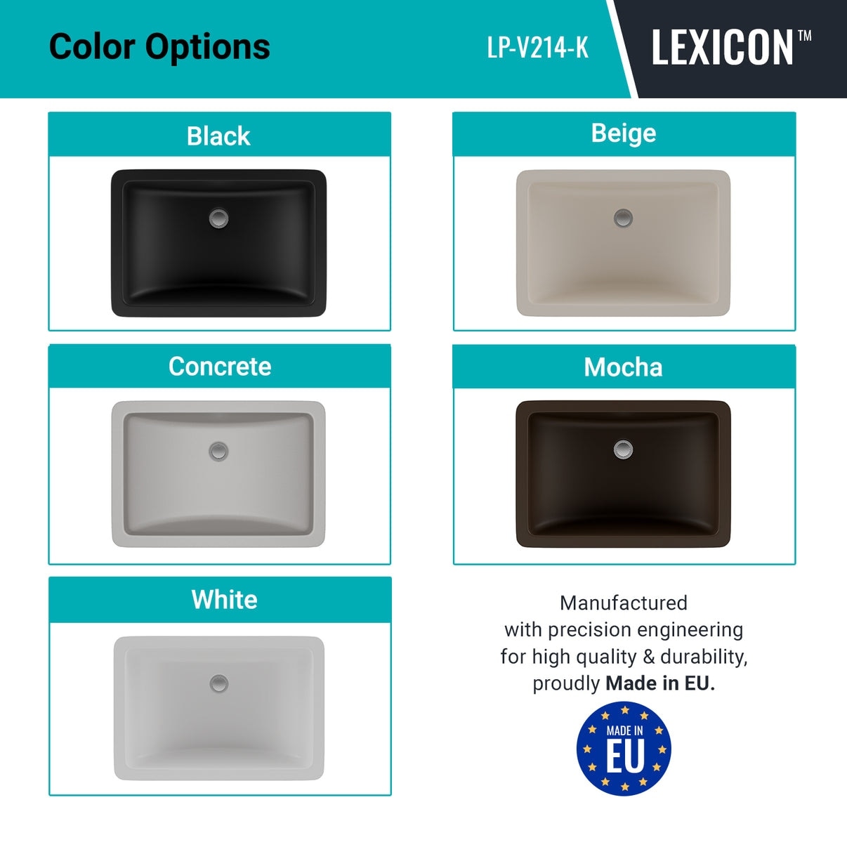 Lexicon Platinum V214 Quartz Composite Rectangle Vanity Sink
