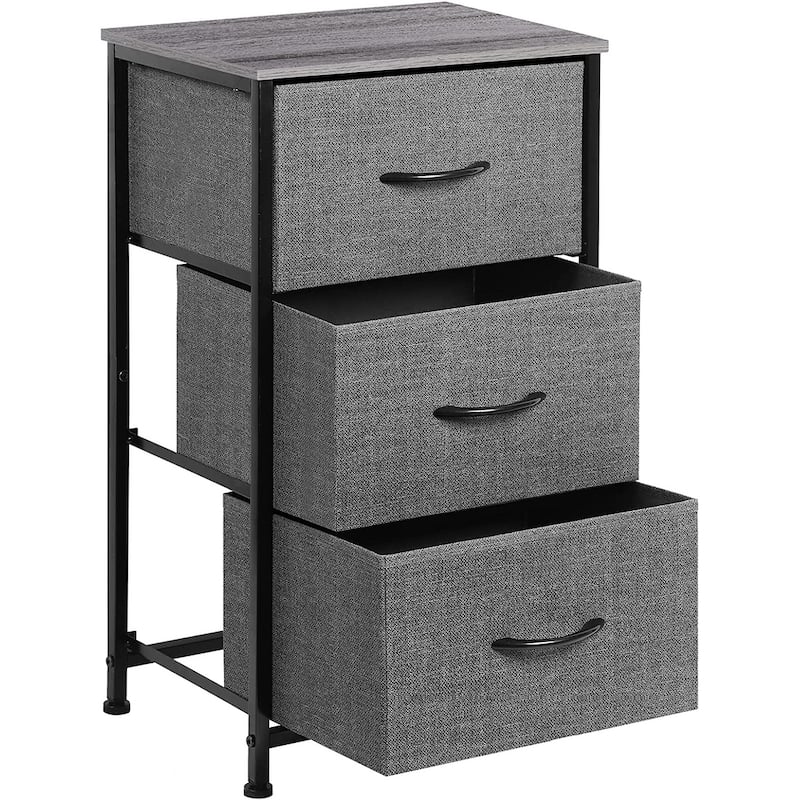 Storage Chest Organizer with Removable Fabric Bins - Grey - 3-drawer
