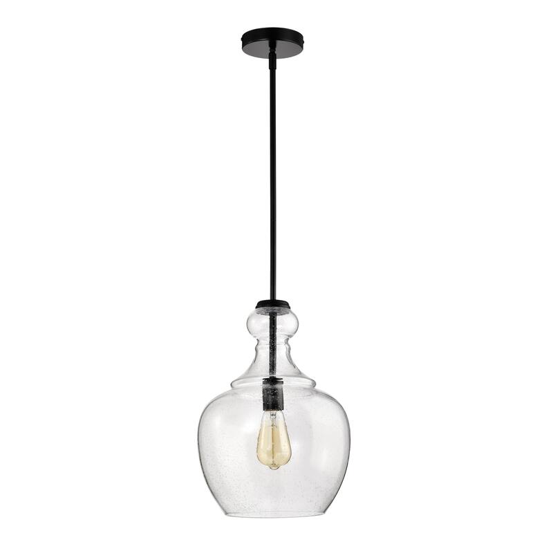 Tasio Matte Black Pendant Light with Clear Decanter Glass Shade - Matte Black