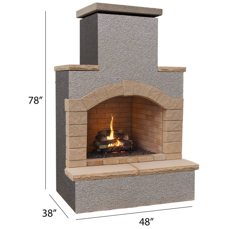 48 in. Tile and Stucco Propane Gas Outdoor Fireplace