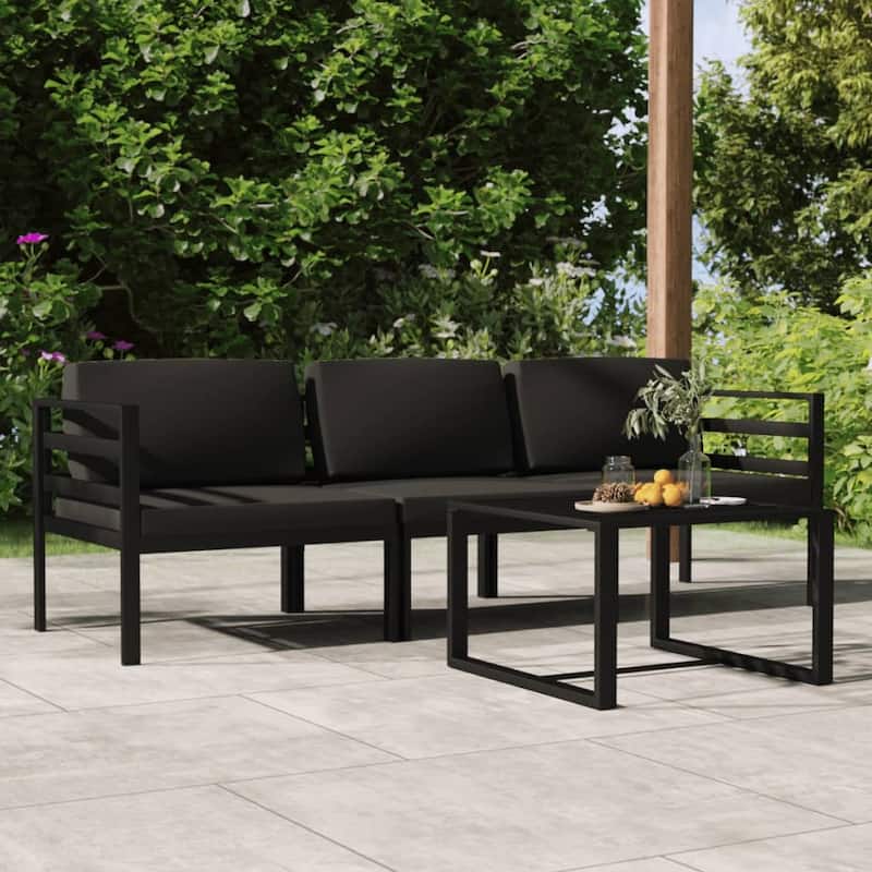 vidaXL Patio Furniture Set Outdoor Sectional Sofa Set Aluminum Anthracite - Anthracite 3 x Back pillow