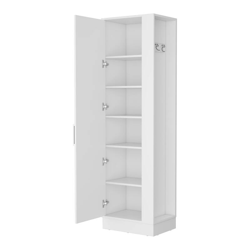 HomeRoots 21" White Accent Cabinet With Six Shelves - 21.10 in. x 72.30 in. x 14.80 in.