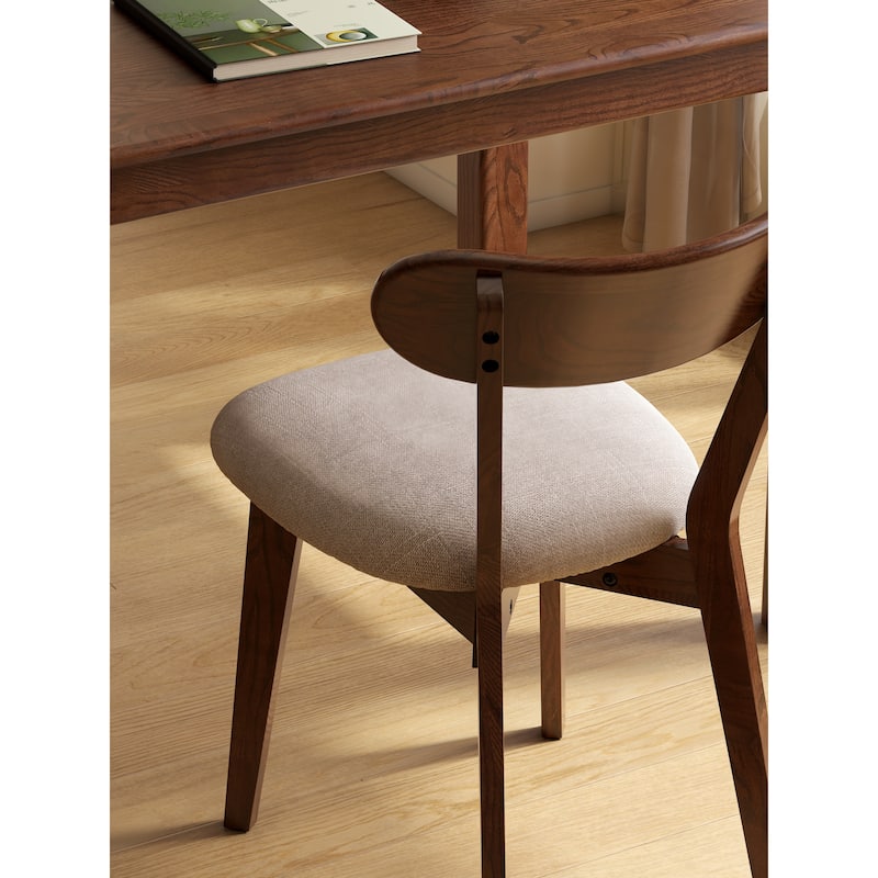 Modern Oak 2 Piece Kitchen Dining Chair Set with Backrest Cushion Solid Wood Legs for Dining Room Kitchen Living Room Bedroom