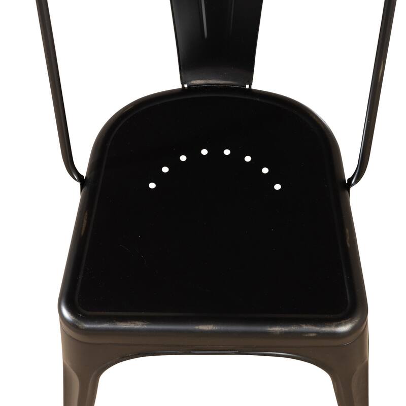 Vintage Series Distressed Metal Bow Back Side Chair - Antique White (Set of 4)