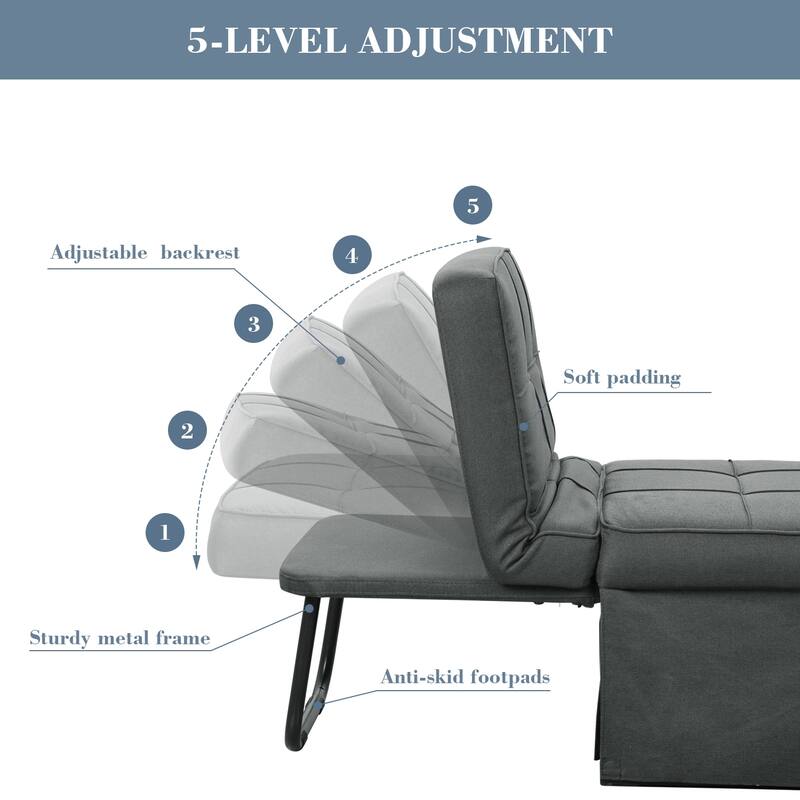 Ainfox Convertible Sofa Bed,4 in 1 Multi-Function Folding Ottoman Bed with Adjustable Backrest