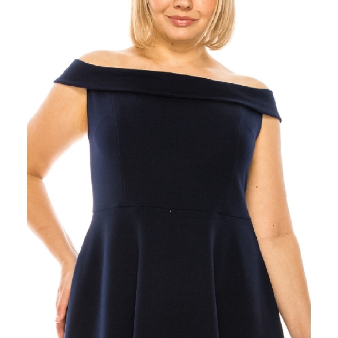 B Darlin Junior's Off The Shoulder Fit & Flare Dress Blue Size 22W - Bed  Bath & Beyond - 40632184