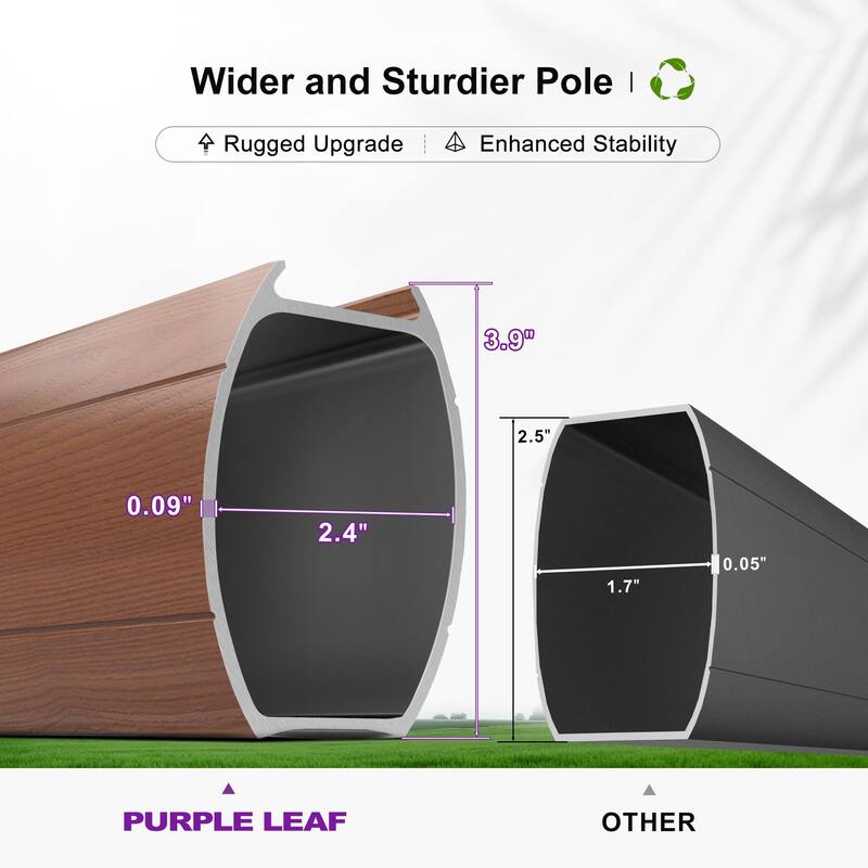 PURPLE LEAF 11ft Square outdoor cantilever Patio Umbrella wood colour