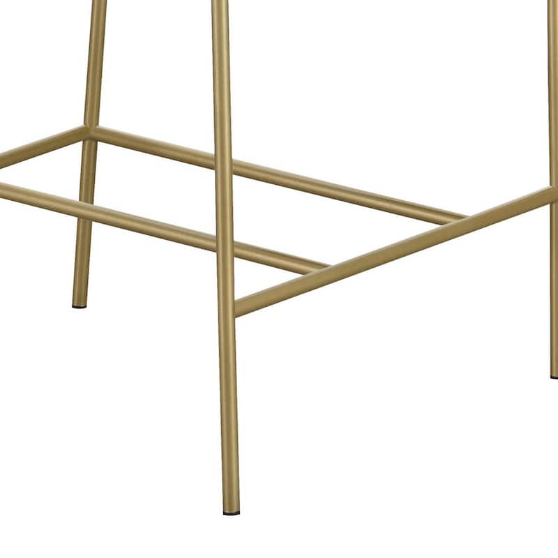 Lox 26 Inch Modern Counter Stool, Low Padded Back, Gray, Gold Metal Frame