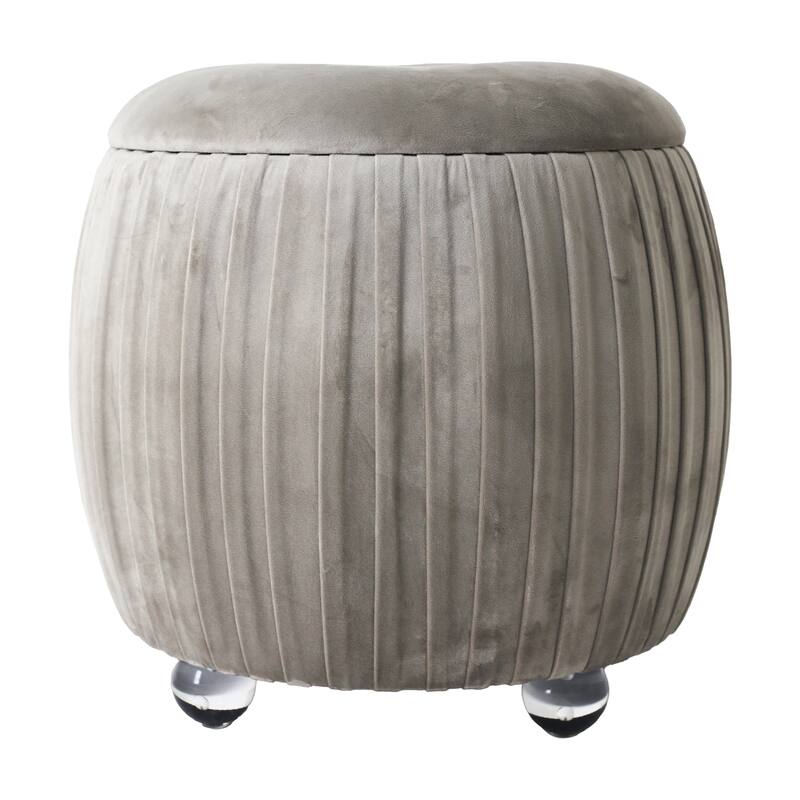 Backless Storage Stool with Velvet Upholstery - Accent for Living Room Home Decor