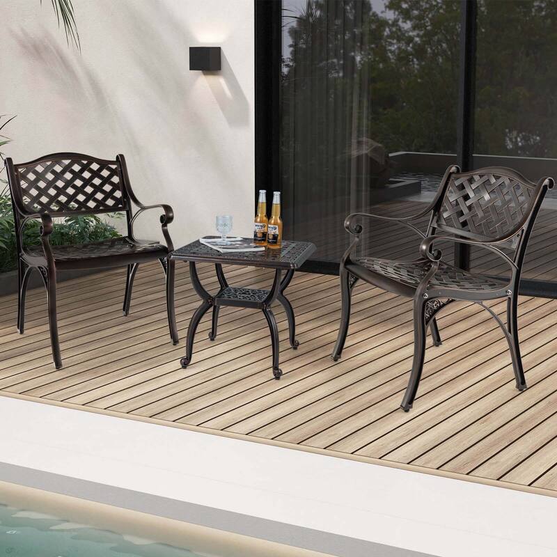 Costway 2/4 PCS Cast Aluminum Patio Chairs Set of 2 All Weather