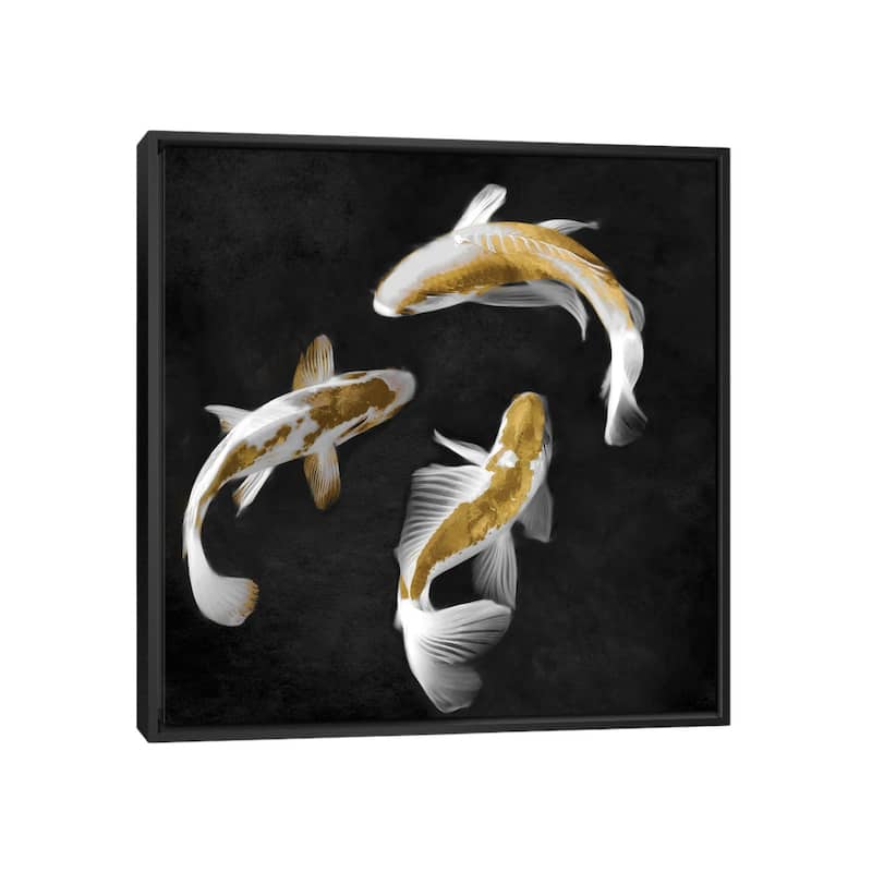iCanvas "Gold Koi On Black II" by Tina Blakely Framed - Black - 26x26