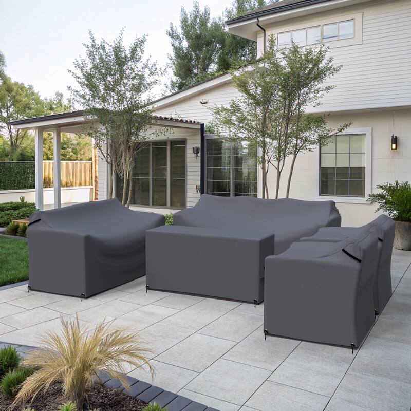 Forever Patio Outdoor Wicker Conversation Set Sofa Seating Group 5-piece Furniture Cover - 34 x 72 x 28