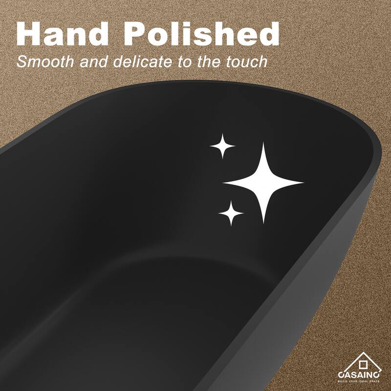 59" / 69" Solid Surface Freestanding Bathtub in Matte Black