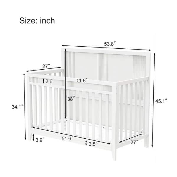 dimension image slide 1 of 2, Certified Baby Safe Crib, Pine Solid Wood, Non-Toxic Finish