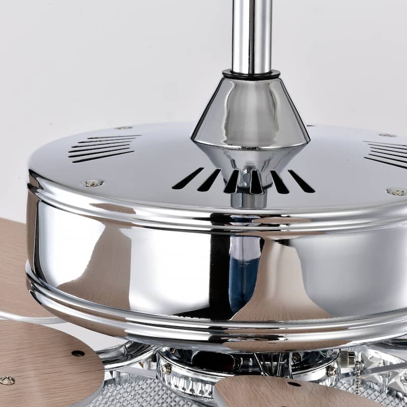 Sofucor 52" Ceiling Fan with Light Remote, Classical Crystal Chandelier fan, 5 Reversible Blades & Reverse Airflow - 52 Inches