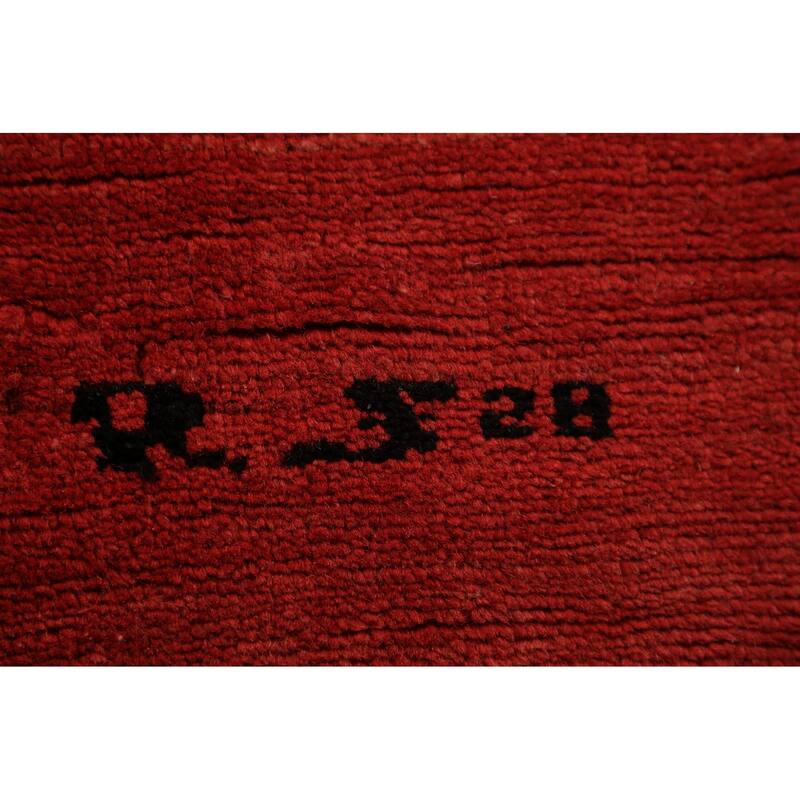 Gabbeh Modern Rug Handmade Oriental Red Wool Carpet - 3'6" x 5'10"