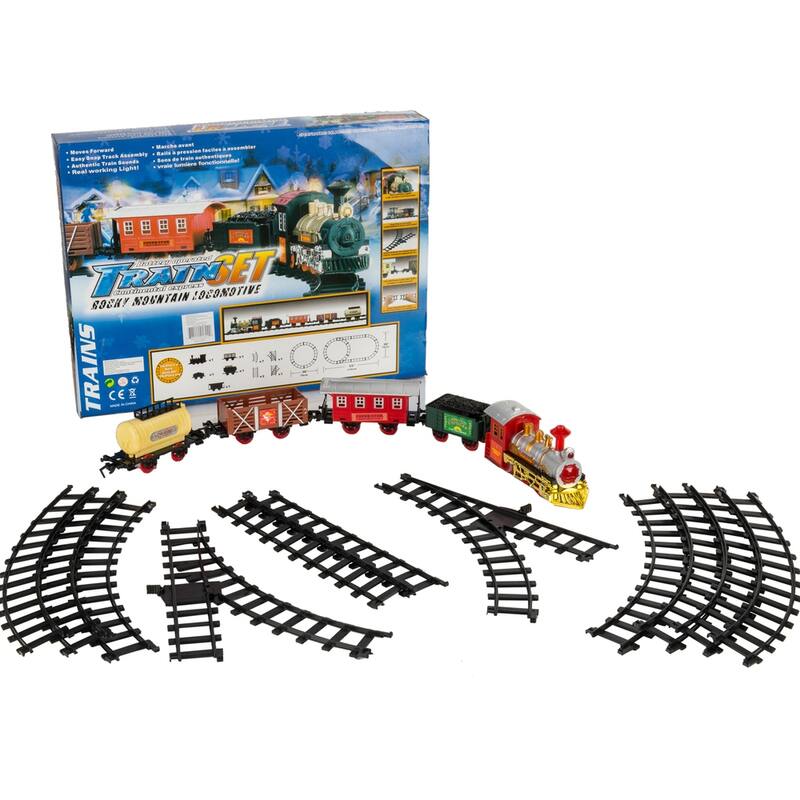 Kids Battery Operated Electric Railway Train Set for Play Christmas Decoration with Sounds and Lights