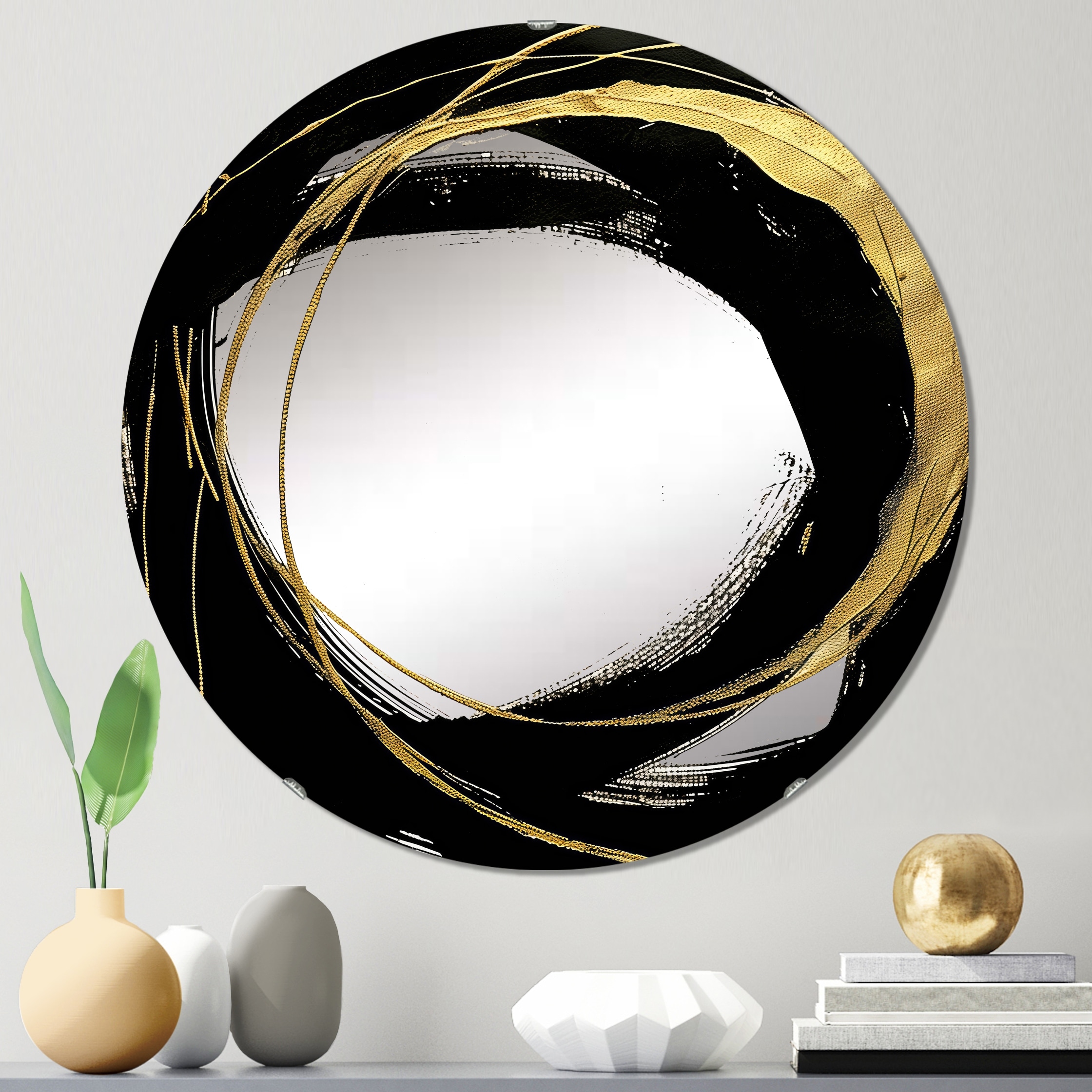 как выглядит Porch Den Black White 10 Printed Glam Wall Mirror - фото