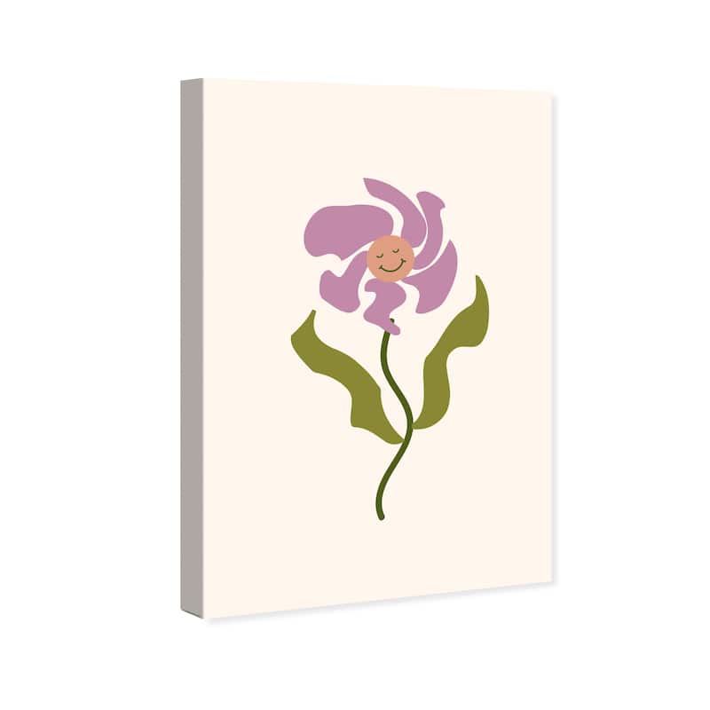 Wynwood Studio Canvas Floral and Botanical Daisy Smile Purple and Light Purple Modern & Contemporary Wall Art Canvas Print