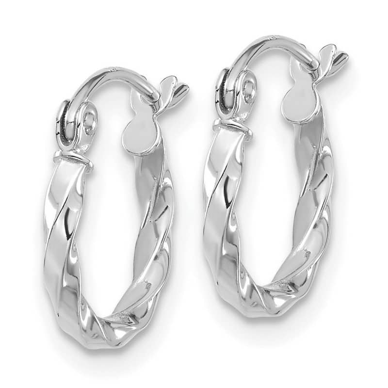 Curata 10k Yellow or White Gold 2x13.34mm Small Twist Polished Hoop Earrings