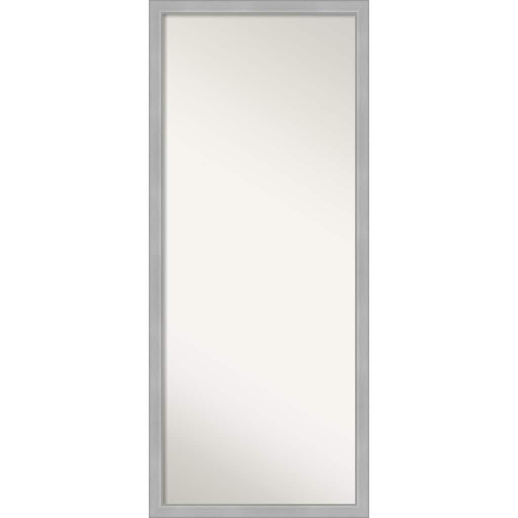 Non-Beveled Wood Full Length Floor Leaner Mirror - Vista Brushed Nickel Narrow Frame