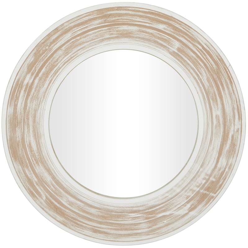 Cream Wooden Room Wall Mirror with White Wash Effect