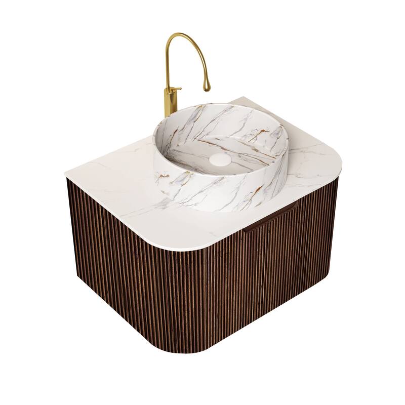 Wall-Mounted Floating Bathroom Vanity with Sink