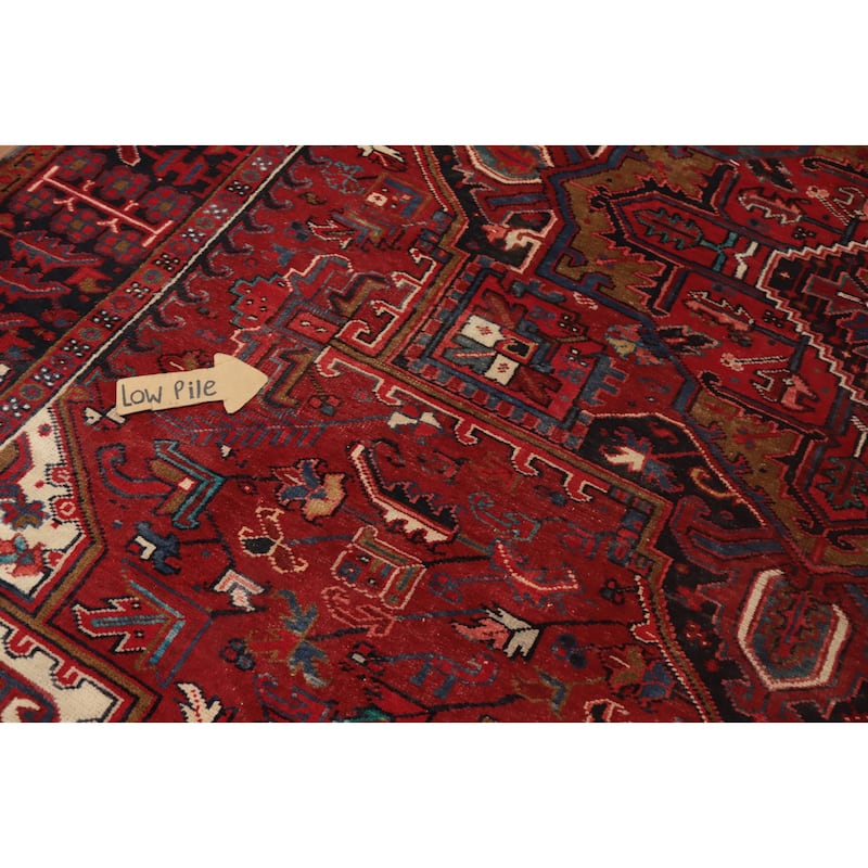 Hand Knotted Oriental 100% Wool Carpet Traditional Medallion Red Heriz Area Rug - 11' 0'' X 8' 2''