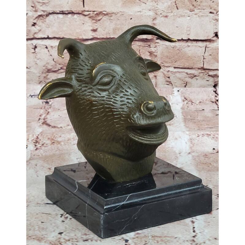 Bronze Imitative Bull Or Ox Head Statue Realistic Farmhouse Sculpture Decor