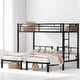preview thumbnail 2 of 10, Triple Bunk Bed,Metal Twin Over Twin & Twin Beds with Ladder, Guardrails, Shelf & Table, Convertible L-Shaped Design