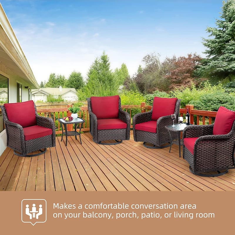 Outdoor Rotatable Seating Group with Cushions Patio Wicker Sections