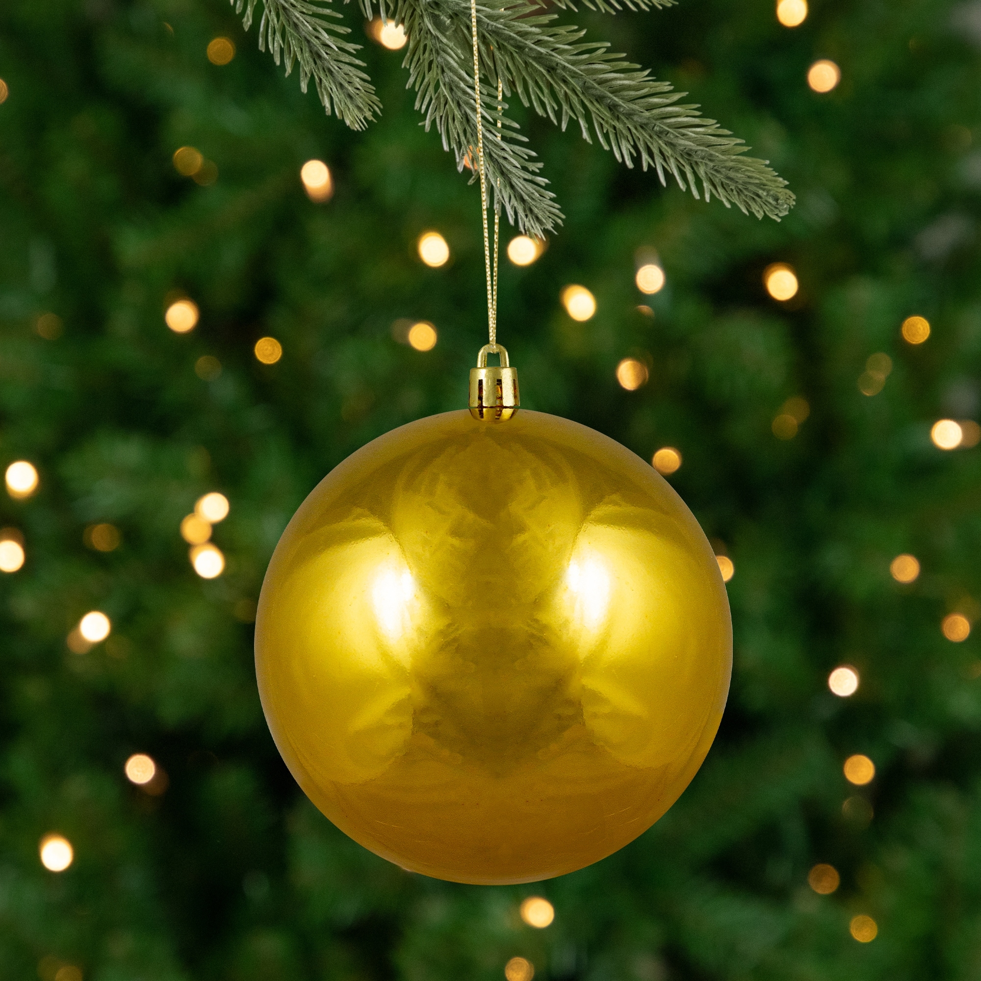Shiny Vegas Gold Shatterproof Christmas Ball Ornament 4" (100mm)