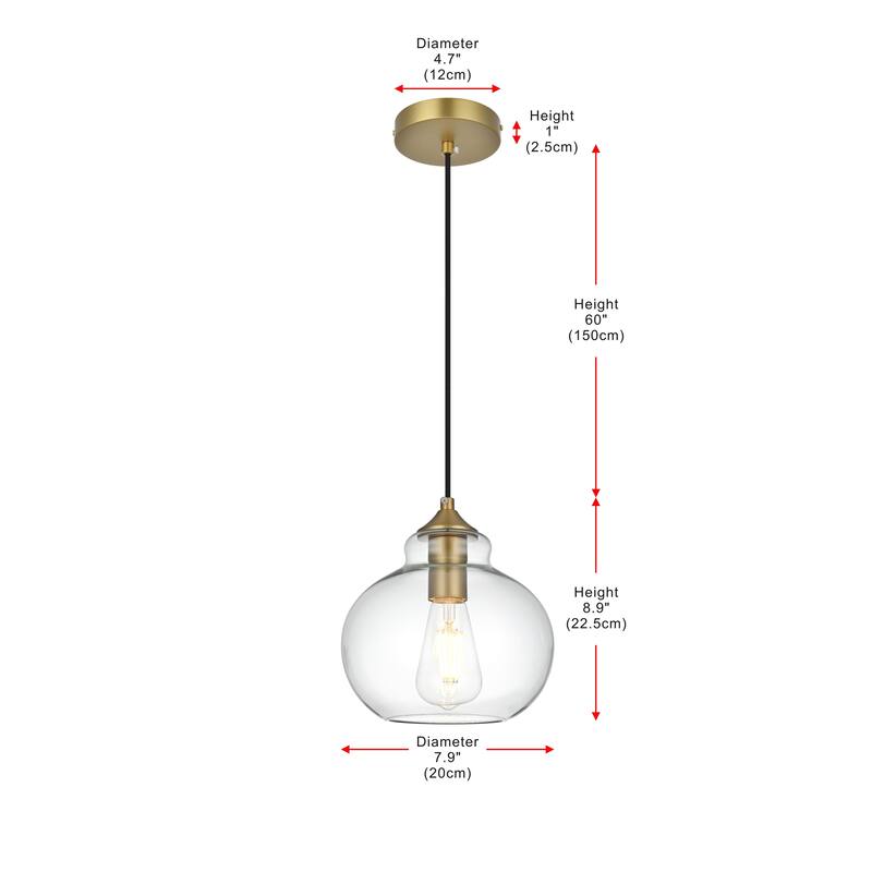 1-light 8-inch Pendant Light w/ Clear Glass Shade