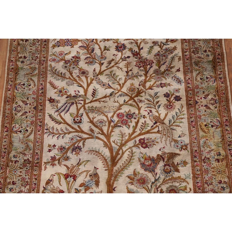 Handmade Kashan Persian Antique Area Rug Oriental Silk Carpet - 4'7"x 7'7"