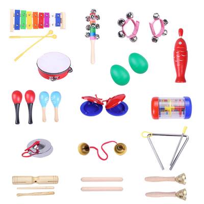 24 pieces of musical instruments and music toys for young children and preschool children wooden percussion instruments