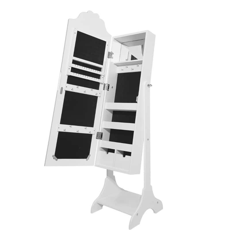 Heart MDF Kids Jewelry Cabinet In White Jewelry Armoire With 1 Door And 1 Shelf - N/A