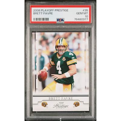 Brett Favre 2008 Playoff Prestige Football Card #35 Graded PSA 10 - 8'6" x 11'6"