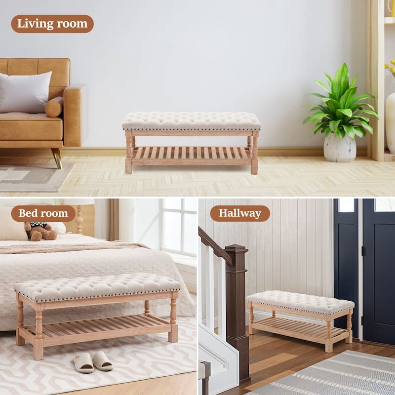Upholstered Wood Bed Bench/Ottoman
