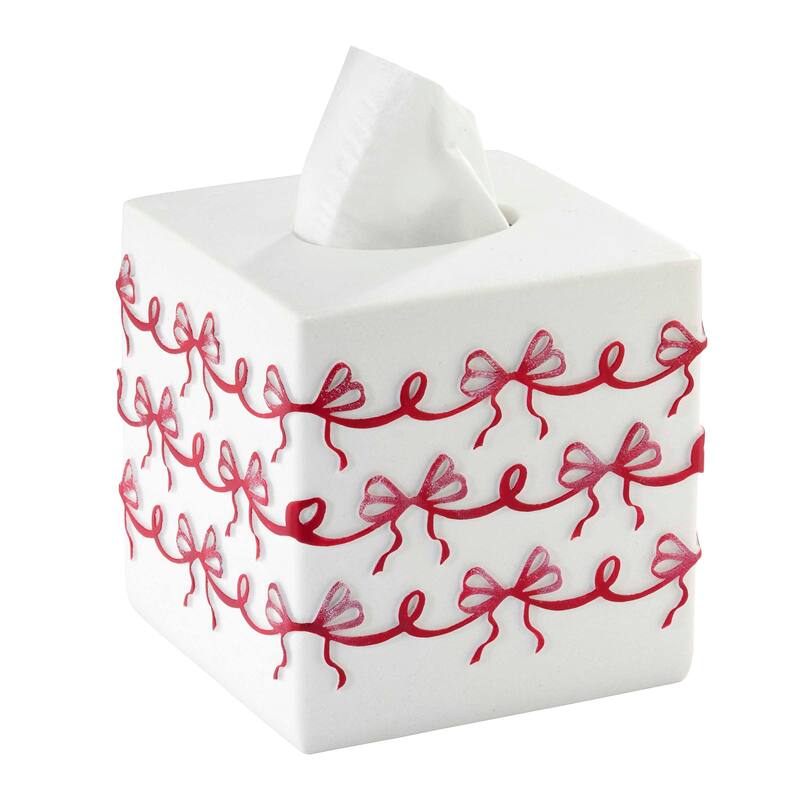 Avanti Christmas Bows Tissue Cover - White