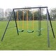 preview thumbnail 1 of 7, Roomfitters Outdoor Metal Swing Set with Glider, Fun Backyard Equipment for Toddlers and Youth, Blue Blue