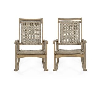 Lucas Outdoor Rustic Wicker Rocking Chairs (Set of 2) by Christopher Knight Home