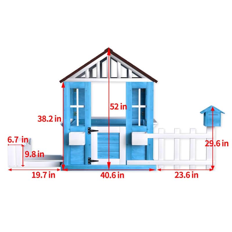 Outdoor Playhouse Wooden Kids Play House w/Picnic Bench