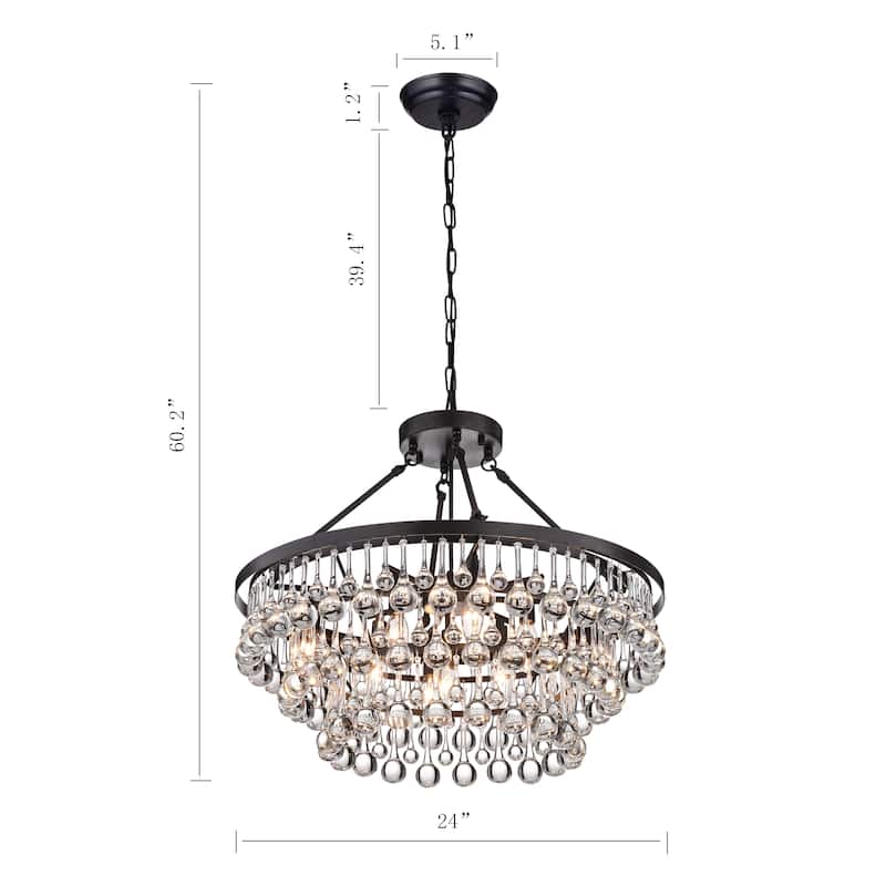 Arosa Black 9-Light Chandelier, for Living/Dining Room, Bedroom